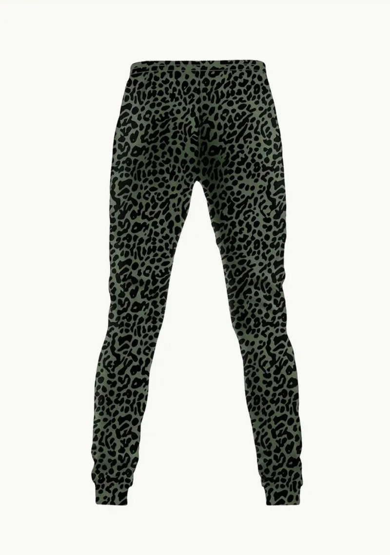 Green Leopard Drawstring Pants