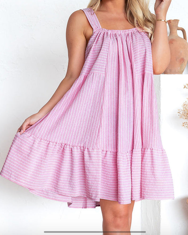 PINK MINI STRIPED DRESS