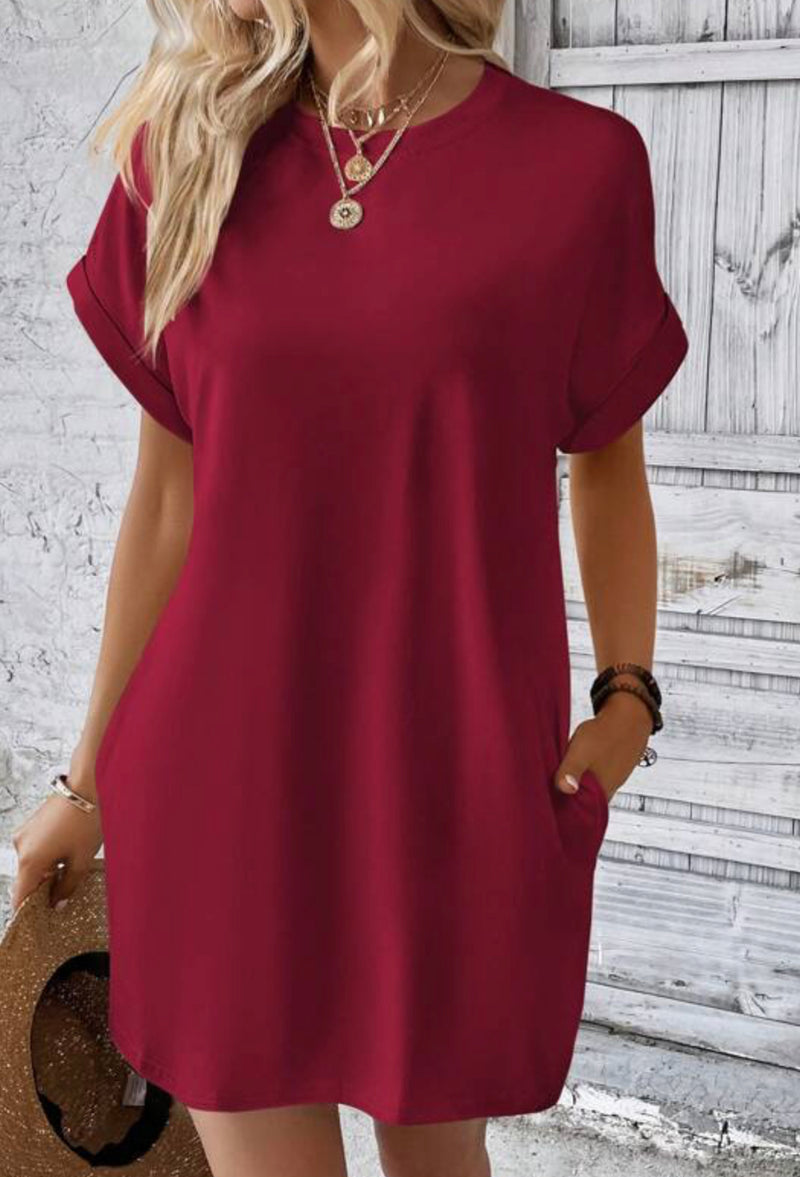 Burgundy T-Shirt Dress