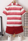 Stripe Shirt And Solid Color Shorts