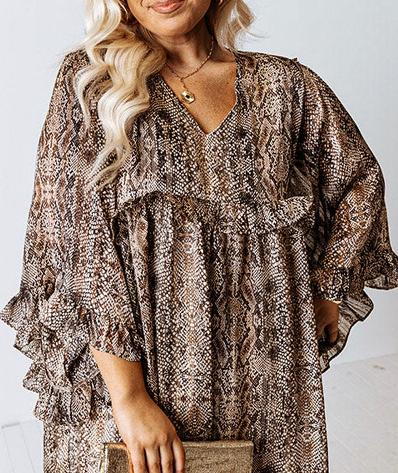 Brown Snake Print Dress