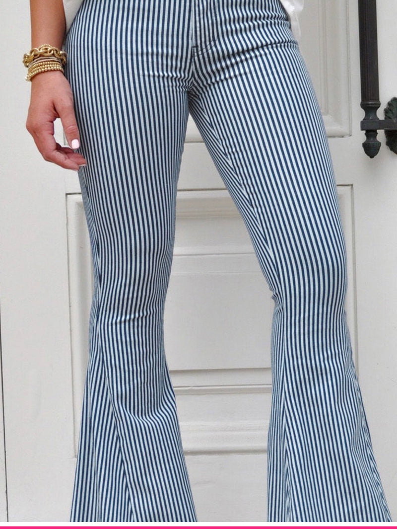 Striped flared jeans