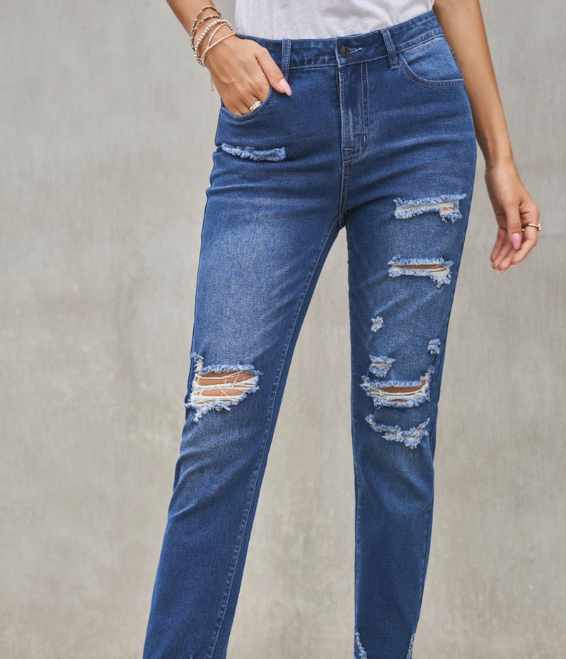 Distressed Boyfriend Denim Pants